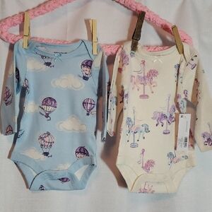 Charming Kids Long Sleeve Bodysuit Set - Blue and Cream